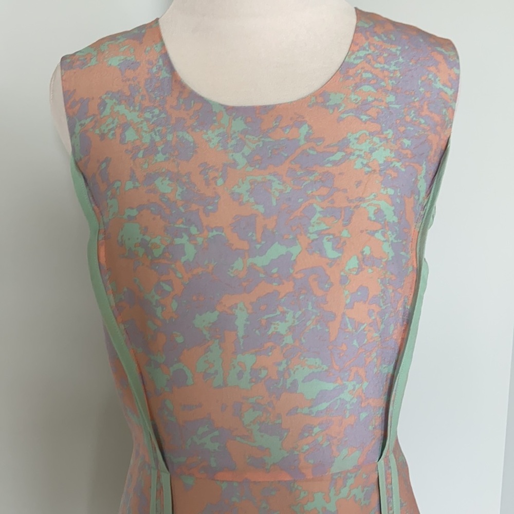 Line and Dot Pastel Monet Silk Dress. - Picture 8 of 13